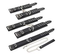 KIT SET POLSINI COLLARE CAVIGLIERE sadomaso nero DOPPIA CHIUSURA SLAVE