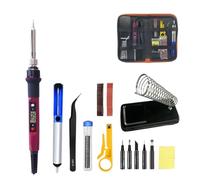 Kit Set Saldatore Digitale Da 80 W, Temperatura Regolabile, Strumenti Di Saldatura LCD, Punta Saldante For Riscaldatore In Ceramica, Pompa Dissaldante(PURPLE SET)