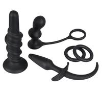 Kit sex toys anale Fallo plug dildo anello fallico in silicone nero 5 pz