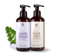 Kit Shampoo Antigiallo BIO 250ml + Balsamo Rigenerante 200ml - Shampoo Naturale per Capelli Gialli, Bianchi e Decolorati - Senza SLS Siliconi e Parabeni - Con Moringa, Camomilla e Argan - RedMoringa