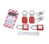 Kit Sicurezza Lockout Tagout Elettrico, Set Blocco con 2 Lucchetti Antiruggine, 12 Etichette Riscrivibili - Materiali Resistenti, Accessori Completi per Industria e Impianti