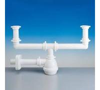 Kit sifone 2 vasche 2 vie scarichi attacco 1 “ ½ diamtero tubi 40 mm per lavello acciaio con attacco lavastoviglie