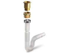 Kit sifone flessibile 1" e piletta in ottone Ottone lucido