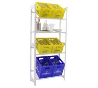 KIT SIMONBOTTLE - BOTTIGLIA METALLO CON 3 RIPIANI E 1 VASSOIO 1800X800X300 mm BIANCO Scaffale per scatole ideale per ospitalità e commercio.