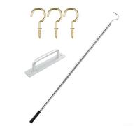 Kit sistema di estrazione a scaletta in acciaio inox con manico in alluminio e ganci a vite, adatto per casa, mansarda, garage e spazi di archiviazione