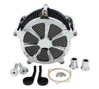 Kit Sistema di Pulizia Filtro Aria aspirazione Moto per Harley Sportster XL883 XL1200 Iron 883 Forty-Eight 72 1991-2020 CNC Alluminio (Coppia Nera cromata)