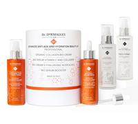 Kit Skincare BIO 400ml Regalo Donna/Uomo | Crema Viso Collagene, Siero Retinolo, Siero Vitamina C, Crema 5 Acidi Ialuronici | Anti-Età, Idratante, Illuminante | Confezione Regalo Eco Made in Italy