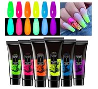 Kit Smalti Gel - Kit Smalti Gel con Splendore al Buio | 6 Colori con Scaglie Lucenti Adesivo Ricostruzione Unghie Durevole Asciugatura Rapida Manicure Femminile
