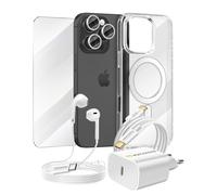 Kit Smart per iPhone 16 Pro Cover, Vetro Protettivo, Caricatori, Auricolari (6