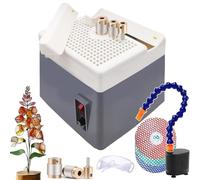 Kit smerigliatrice per vetro colorato, mini strumento portatile fai da te da 60 W con punta diamantata, dischi a grana, pompa di circolazione dell'acqua e strumento di posizionamento angolare per arti