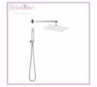 KIT SOFFIONE DOCCIA QUADRATO SLIM CM.25 BRACCIO E DOCCETTA TOP LINE METAFORM