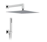 Kit soffione doccia quadro in acciaio inox braccio doccia 350 mm doccetta cromo