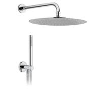 Kit soffione doccia tondo in acciaio inox Ø 200 mm braccio doccia 300 mm cromo