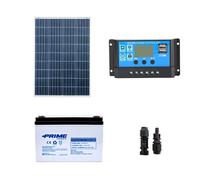 Kit solare fotovoltaico 100W 12V regolatore PWM 10A NV batteria AGM 100Ah