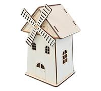 Kit solare Windmill - 14 cm Science Craft | Wood & Electronic Components Educational STEM Toy, Vintage Decorative 3D Model for Kids Living Room Shelf and School Science Project Learning