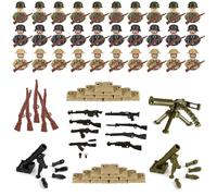 Kit Soldati Action Figures, 30 Mini Figure Militari Dettagliate con Mortaio, 2 Mitragliatrici, Piastra di Base e 20 Sacchi di Sabbia - Perfetto per Appassionati di Storia e Collezionisti da Battaglia