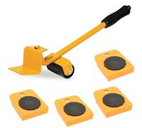 Kit Sollevatore Sposta Mobili Solleva Ruote e 4 Pattini in Acciaio, Max 150 kg