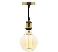 Kit sospensione vintage con cavo tessile e lampadina filamento carbonio piccolo globo