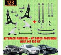 KIT SOSPENSIONI 18 PEZZI BRACCI ANTERIORI + POSTERIORI PER ALFA ROMEO 147 156 GT