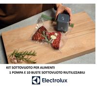 KIT SOTTO VUOTO PER ALIMENTI, 1 POMPA E 10 BUSTE RIUTILIZZABILI ELECTROLUX