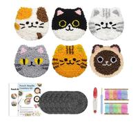 Kit sottobicchieri Punch Needle Kit sottobicchieri Cat con feltro adesivo R8W3 S