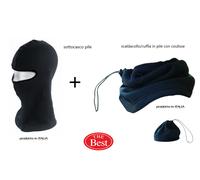 KIT Sottocasco + scaldacollo cuffia invernale moto sci tempo libero 100% pile