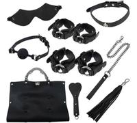KIT sottomissione SADOMASO set BONDAGE sottomissione FRUSTINO BORSA NERO
