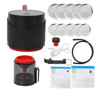 Kit Sottovuoto Elettrico per Barattoli da Vetro a Bocca Larga e Normale, Sigillatrice Sottovuoto Mason Jar con Spegnimento Automatico, Display LED e 10 Coperchi, per la Conservazione Degli Alimenti