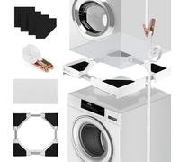 kit Sovrapposizione Lavatrice Asciugatrice con Cinghie Cricchetto, Misura Regolabile 50-70 cm, Supporto Asciugatrice Sopra Lavatrice 23-29 Pollici