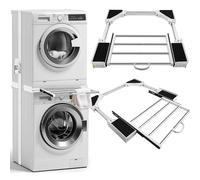 Kit Sovrapposizione lavatrice asciugatrice,supporto lavatrice asciugatrice,Telaio intermedio con filo stendibiancheria, telaio di collegamento (Cassetto del telaio di connessione in plastica)