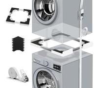 Kit Sovrapposizione Lavatrice & Asciugatrice Universale | Sistema di Impilaggio Regolabile 45-68cm/17.7-26.8" con Cinghia a Rullino | Anti-Vibrazione & Installazione Senza Fori per Candy/Whirlpool
