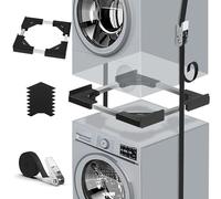 Kit Sovrapposizione Lavatrice & Asciugatrice Universale | Sistema di Impilaggio Regolabile 45-68cm/17.7-26.8" con Cinghia a Rullino | Anti-Vibrazione & Installazione Senza Fori per Candy/Whirlpool