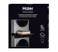 Kit sovrapposizione universale Haier Premium per lavatrici e asciugatrici, salvaspazio, con ripiano scorrevole nero antiribaltamento, perfetto per lavatrici e asciugatrici Haier nere