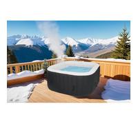 KIT SPA ALL-INCLUSIVE e accessori: spa gonfiabile quadrata da 4 posti con 2 poggiatesta, filtro, rete, spazzola, tappetino, telo di copertura