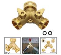 Kit Spaccatubo Acqua 2 Vie Ottone Massello Giardino con 2 Rondelle Facile da Usa