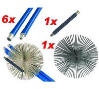 KIT SPAZZACAMINO CON SNODO E SCOVOLO cm.25 + 1 molla cm.25 6 aste cm.140