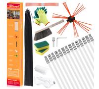 Kit spazzacamino da 1,2 m, kit di pulizia ergonomico per camino, si estende fino a 12 m, detergente per camino, strumenti per la pulizia del camino, sistema di pulizia del camino con spazzola