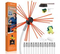 Kit spazzacamino da 1,2 m, kit di pulizia ergonomico per camino, si estende fino a 12 m, detergente per camino, strumenti per la pulizia del camino, sistema di pulizia del camino con spazzola
