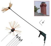 Kit Spazzacamino Kit Spazzacamino, Kit Pulizia Camino E Testina, Pulizia Camino Trapano Rotante Kit Spazzola Camino con, Orange, 6 m