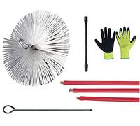 Kit Spazzacamino Pulizia Camino Canne Fumarie con Scovolo in Acciaio Prolunghe da 8 Metri con Guanti in OMAGGIO (30 cm)