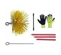 Kit Spazzacamino Pulizia Canne Fumarie Scovolo Tondo in Nylon da 30 Prolunga con molla e con manico Aste filettate estensibili e modulabili fino a 8 metri Guanti in OMAGGIO