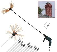 Kit Spazzacamino Set Spazzacamino Elettrico, Trapano A Spazzola per Camino Kit di Strumenti per Spazzatrice per La Pulizia Rotante Motorizzata con Aste Flessibili 6/8/10/12, Orange, 12 m