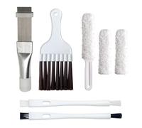 Kit Spazzola per Pulizia del Condizionatore, Pettine in Acciaio Inossidabile, 3 Spazzole in Plastica (1 Grande + 2 Mini), Pennello Piatto con 2 Panni, Per Asciugatrici Pompa di Calore e Condensazione