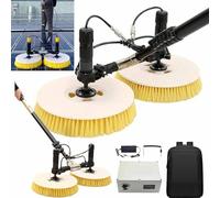 Kit Spazzola Pulizia Pannelli Solari Esterni Con Asta Telescopica Da 7,5 M Tubo Dell'acqua Da 29M,Cavo Alimentazione Da 17M,Testina a Spazzola Rotante Doppia Da 70Cm,LithiumBattery-5.5M/18FT