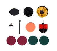 Kit spazzole per trapano da 11 pezzi, set di accessori per lavapavimenti con cuscinetti per la pulizia, kit di pulizia per la rimozione della polvere dal terreno delle pareti,