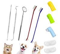 Kit spazzolino da denti per cani, spazzolino da dito, strumento per la rimozione della placca, strumenti per la pulizia dei denti per cani e gatti (10 pezzi)