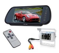 KIT SPECCHIETTO 7" RETROVISORE TELECAMERA 18 LED X RETROMARCIA AUTO CAVO 10 MT