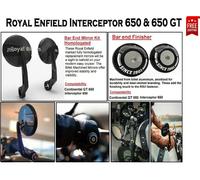 KIT SPECCHIETTO RETROVISORE E RIFINITORE ESTREMITÀ BARRA ADATTO A ROYAL ENFIE...