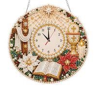 Kit speciale per diamond painting a forma di orologio natalizio con croce,