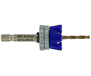 Kit speciale per terrazza trapano HSS Ø3 mm + fresa per noce HSS 90° + arresto di profondità regolabile TIVOLY metallo HSS e legno duro